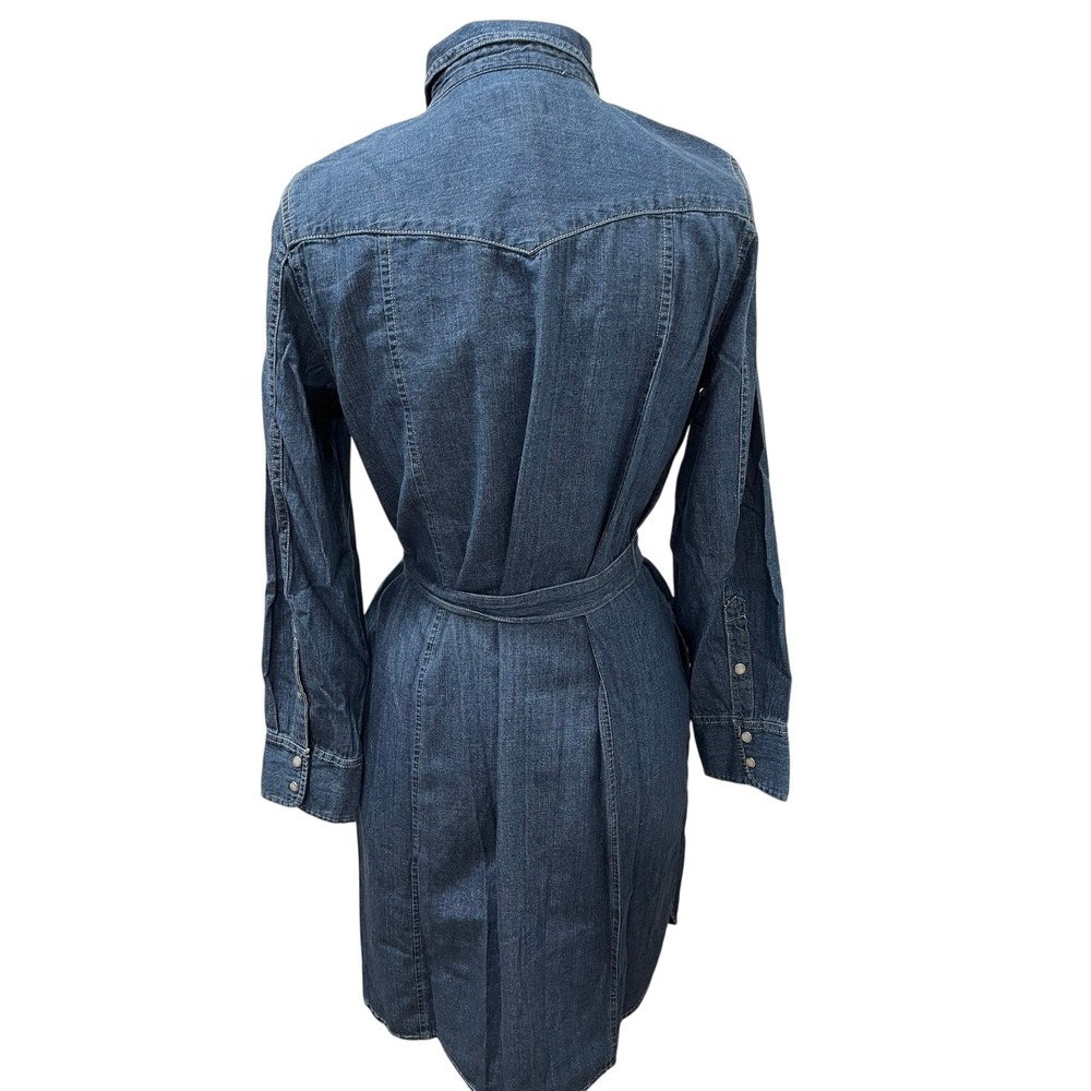 J.Crew Womens Denim Western Shirt Dress Blue Snap Front Belted Midi Size 6 - Picture 3 of 8